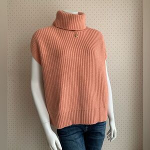 Pearl by Lela Rose Sleeveless Turtleneck Sweater in Salmon Pink Sz Small PW6